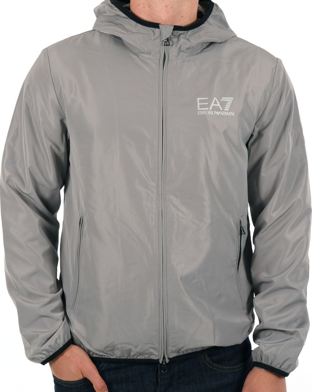 EA7 Core Identity Kapuzenjacke Grau Flanell