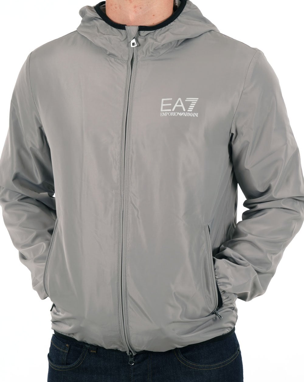 EA7 Core Identity Kapuzenjacke Grau Flanell