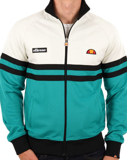 Ellesse – Rimini Track Top – Off-White/Grün/Schwarz