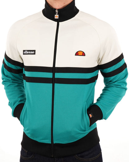 Ellesse – Rimini Track Top – Off-White/Grün/Schwarz