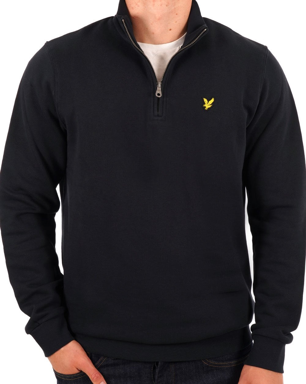 Lyle &amp; Scott Sweatshirt mit Viertelreißverschluss, Dunkelmarineblau