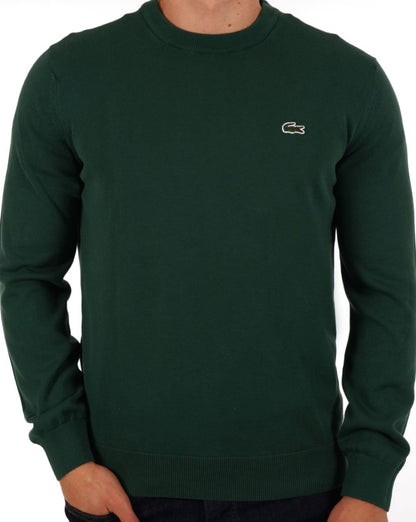 Lacoste – Strickpullover mit Rundhalsausschnitt, Dunkelgrün