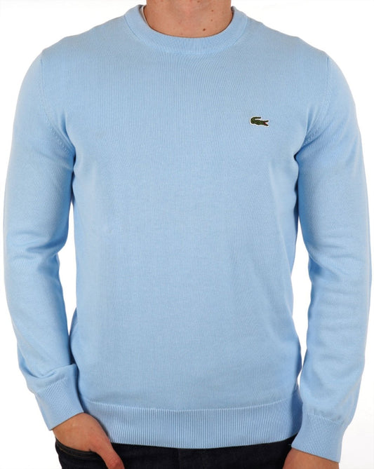 Lacoste – Strickpullover mit Rundhalsausschnitt, Himmelblau