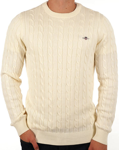 Gant – Pullover mit Zopfmuster in Creme
