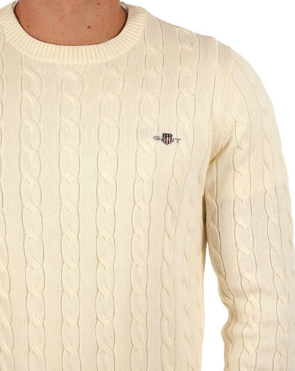 Gant – Pullover mit Zopfmuster in Creme