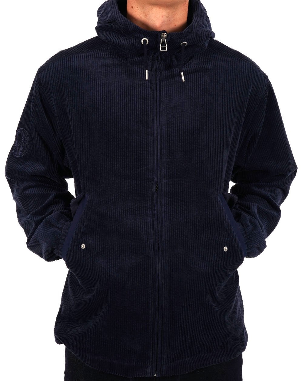 Pretty Green Acquiesce Cord-Kapuzenjacke Marineblau