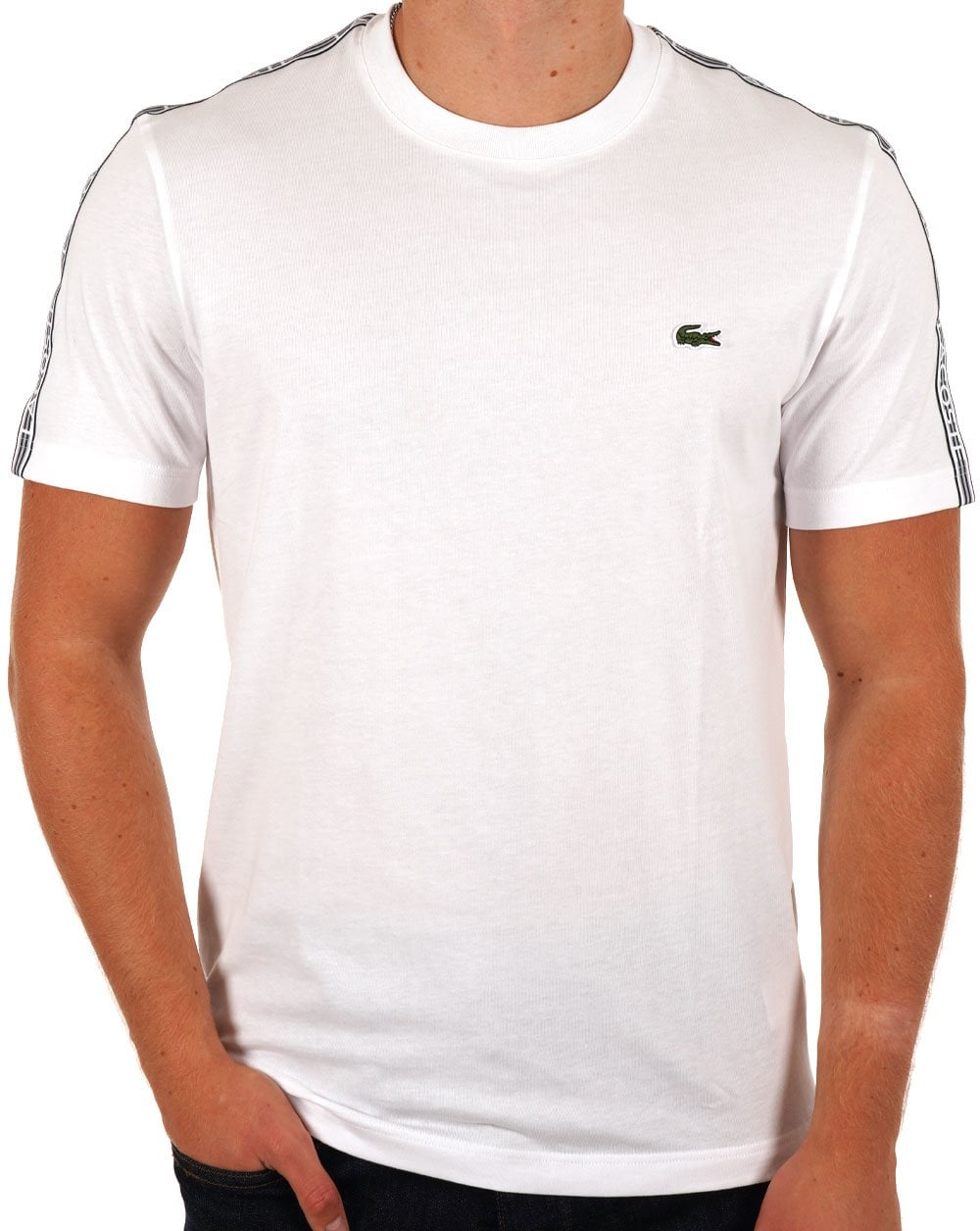 Lacoste T-Shirt mit Taping Weiß