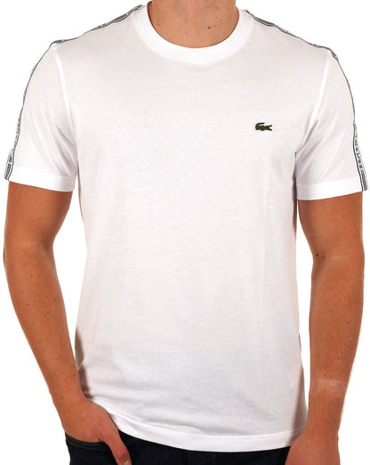 Lacoste T-Shirt mit Taping Weiß