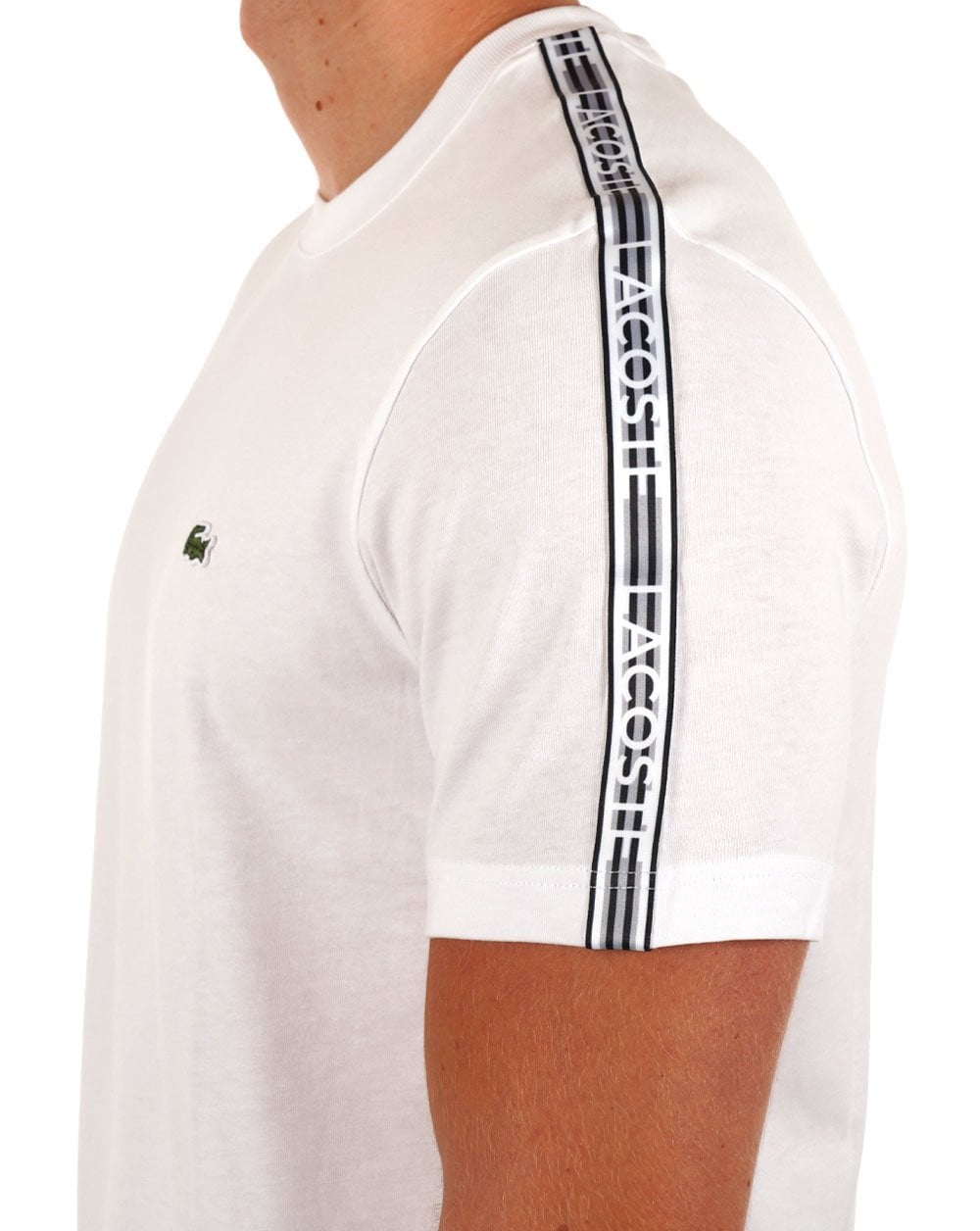 Lacoste T-Shirt mit Taping Weiß