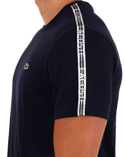 Lacoste – T-Shirt mit Streifen in Marineblau