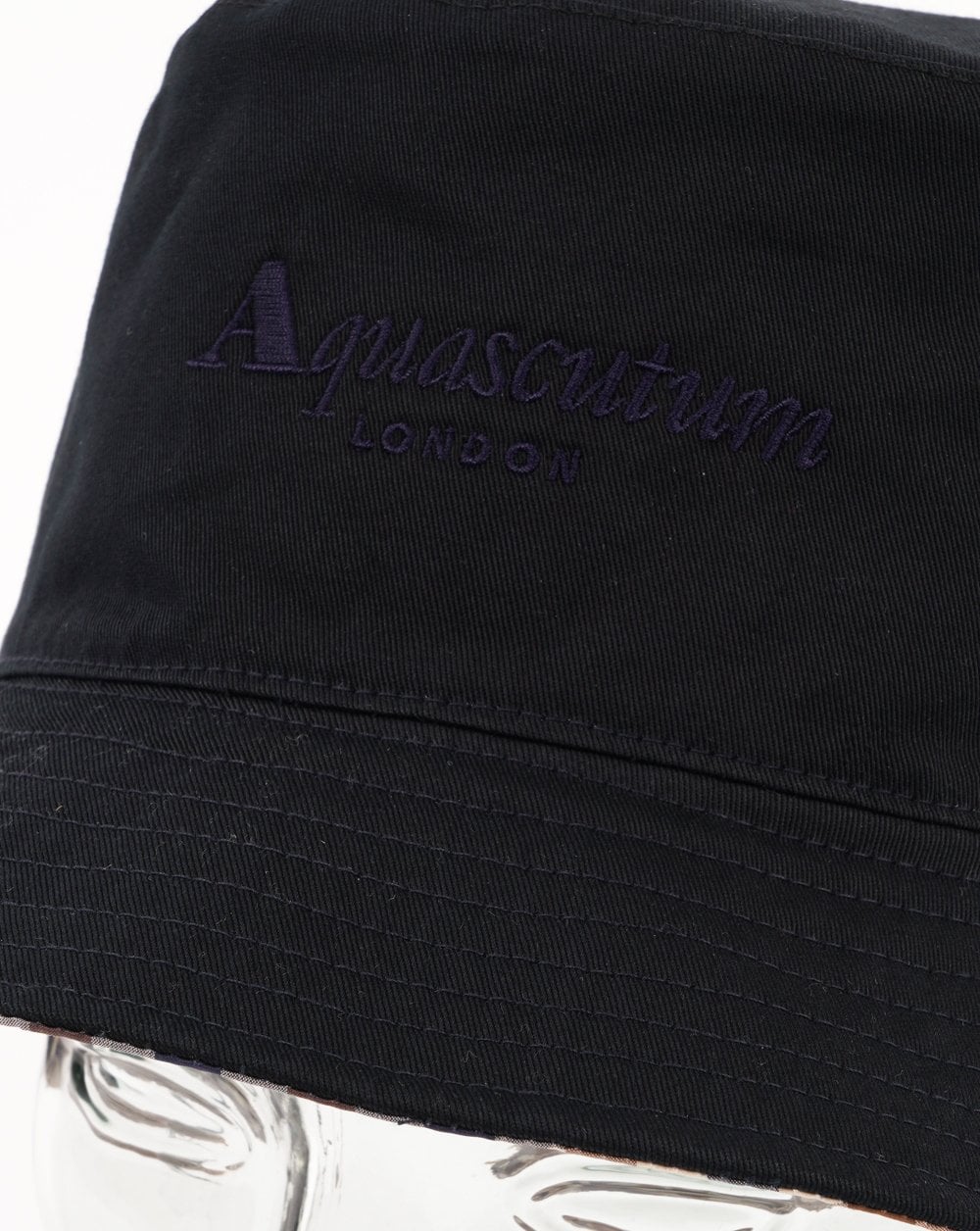 Aquascutum Wendbarer Fischerhut mit Karomuster, Marineblau