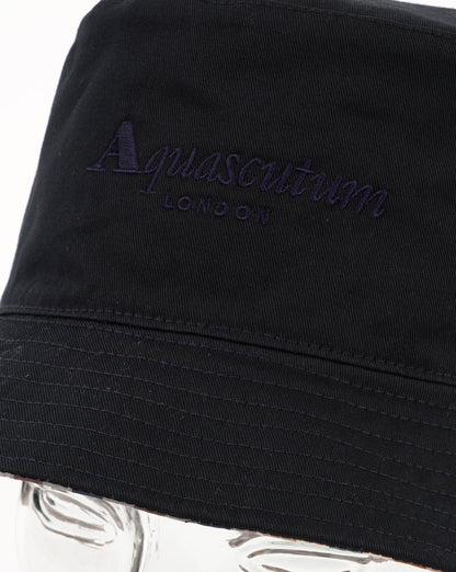 Aquascutum Wendbarer Fischerhut mit Karomuster, Marineblau