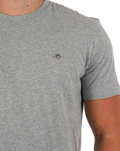 Gant Shield Crew T-Shirt Grau Melange