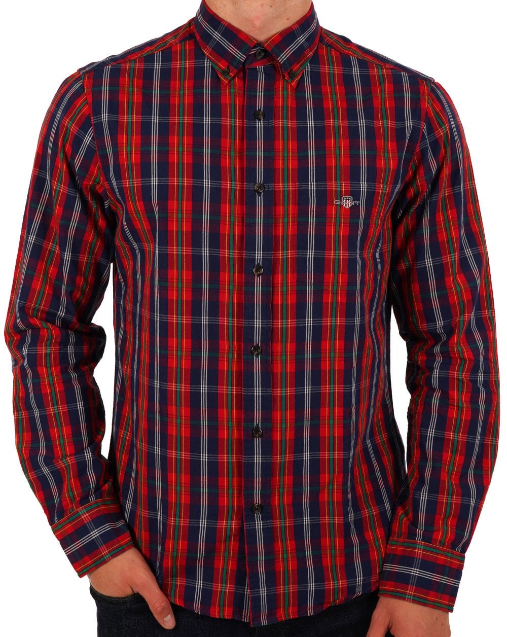 Gant Popeline-Karohemd Persian Blue