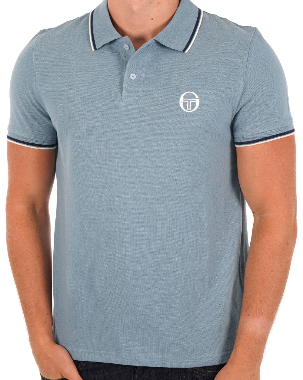Sergio Tacchini Poloshirt mit Streifen in Altblau