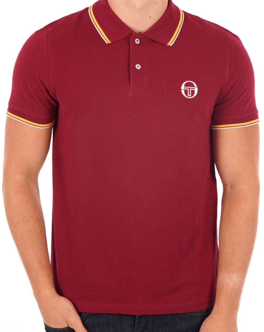 Sergio Tacchini Poloshirt mit Streifen Weinrot/Gelb