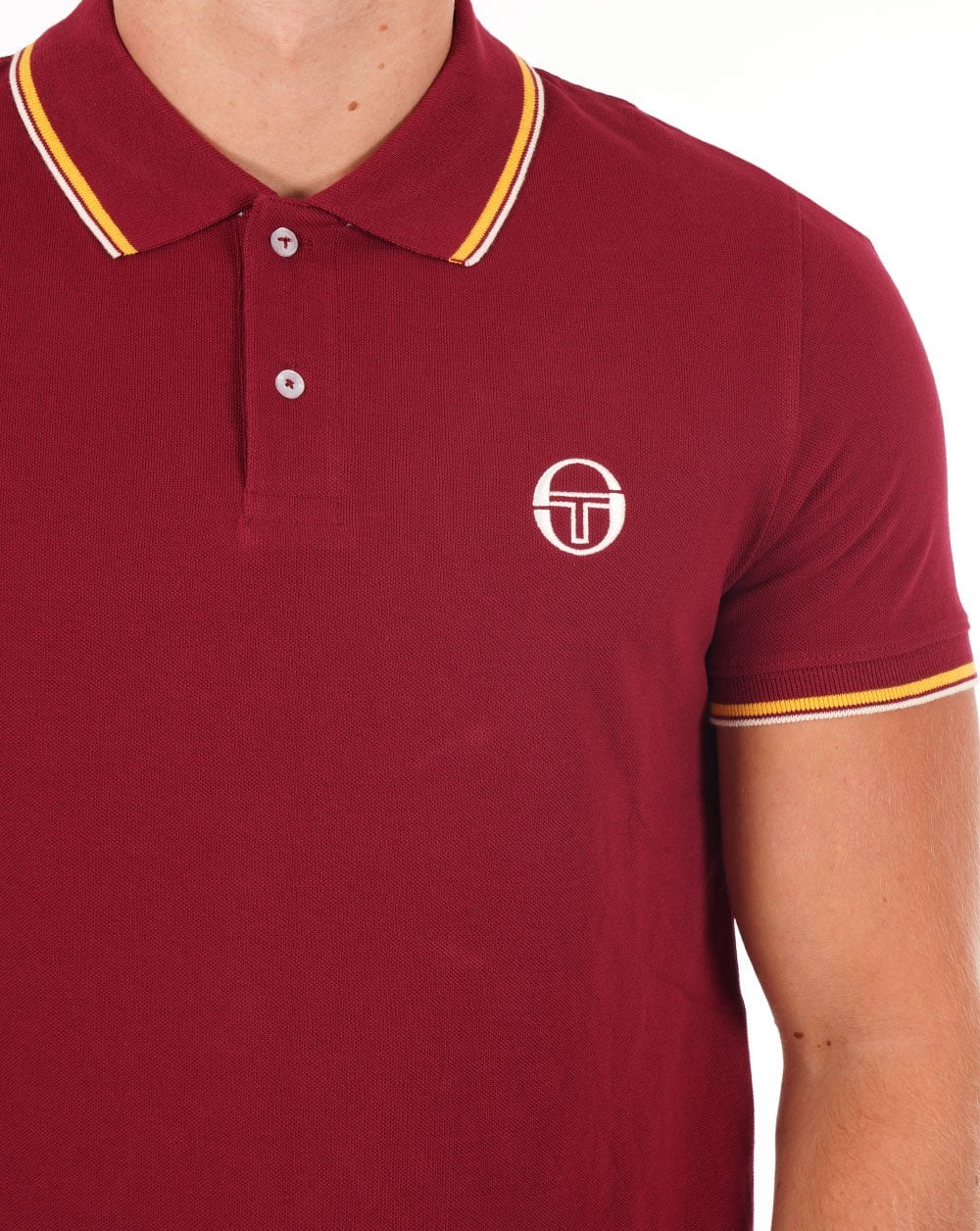 Sergio Tacchini Poloshirt mit Streifen Weinrot/Gelb