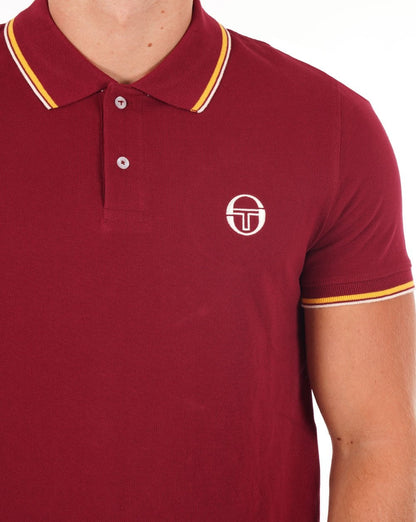 Sergio Tacchini Poloshirt mit Streifen Weinrot/Gelb