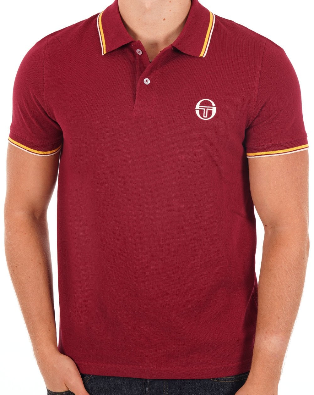 Sergio Tacchini Poloshirt mit Streifen Weinrot/Gelb