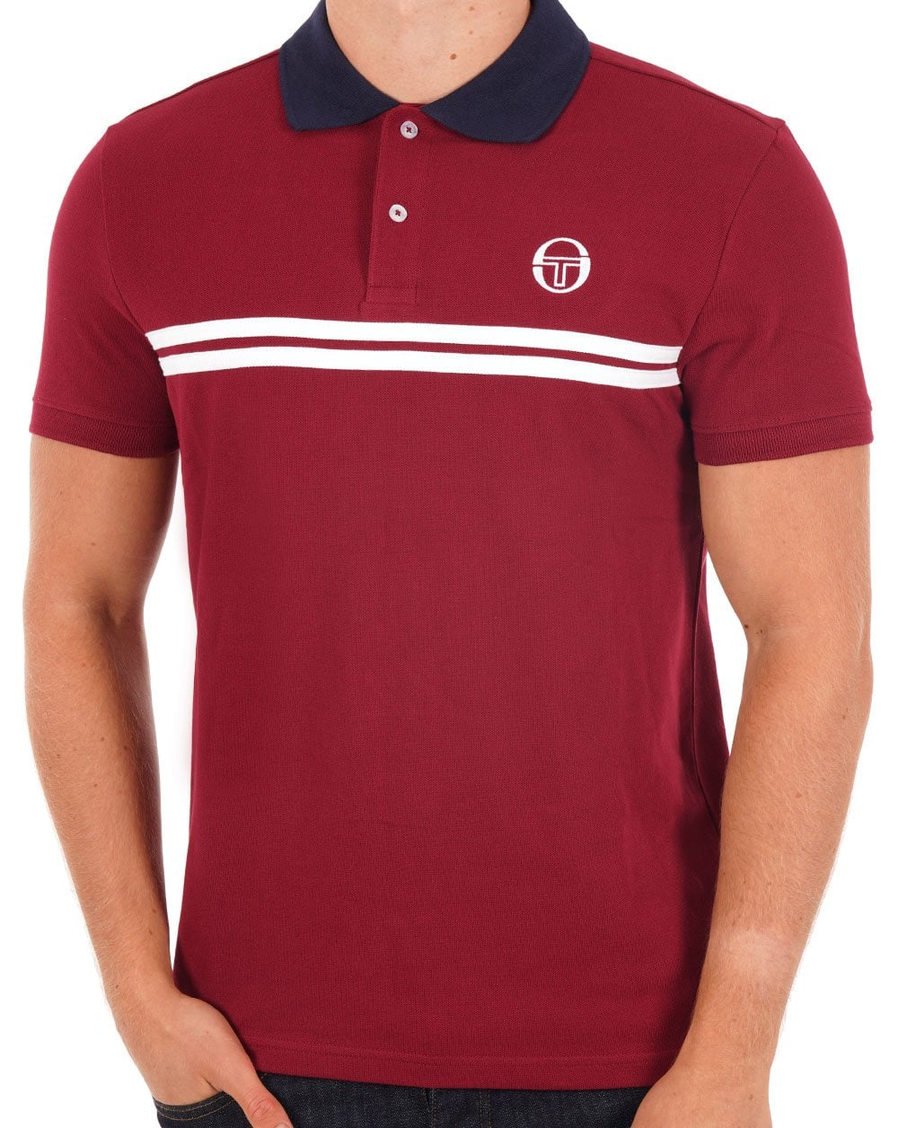 Sergio Tacchini Supermac Poloshirt Weinrot/Marineblau
