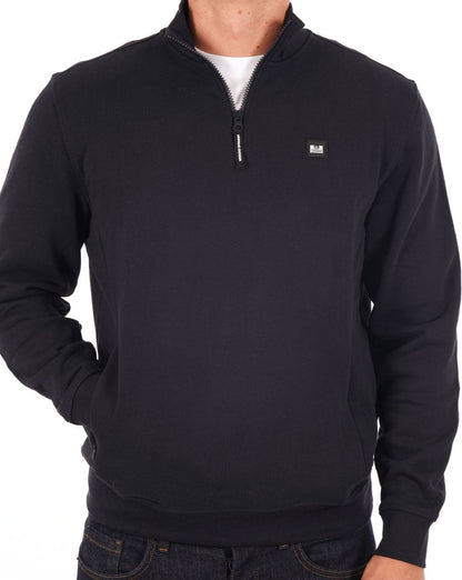 Weekend Offender – Farone – Sweatshirt mit Viertelreißverschluss, Marineblau