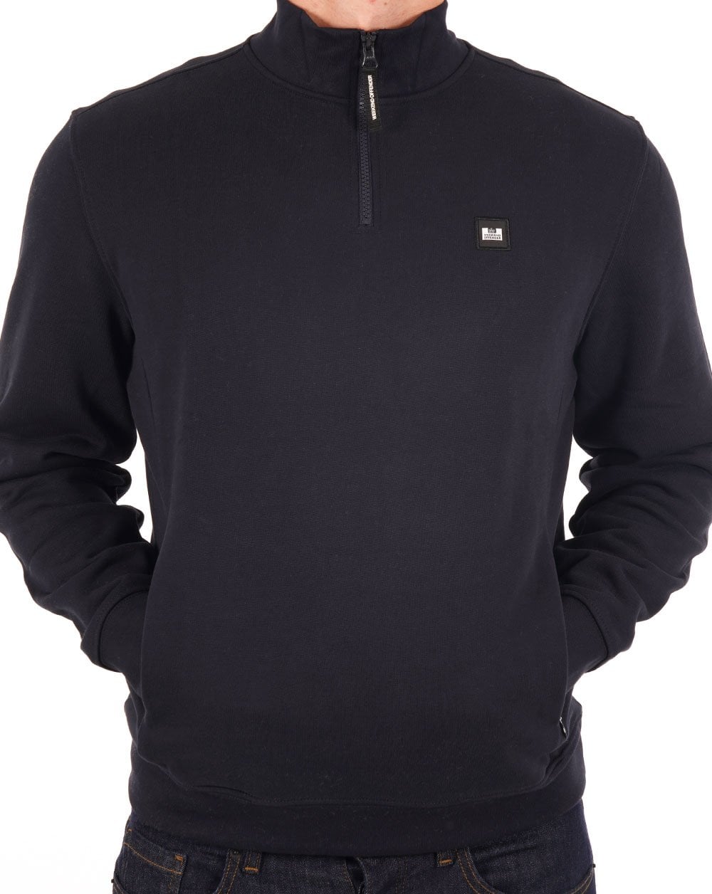 Weekend Offender – Farone – Sweatshirt mit Viertelreißverschluss, Marineblau