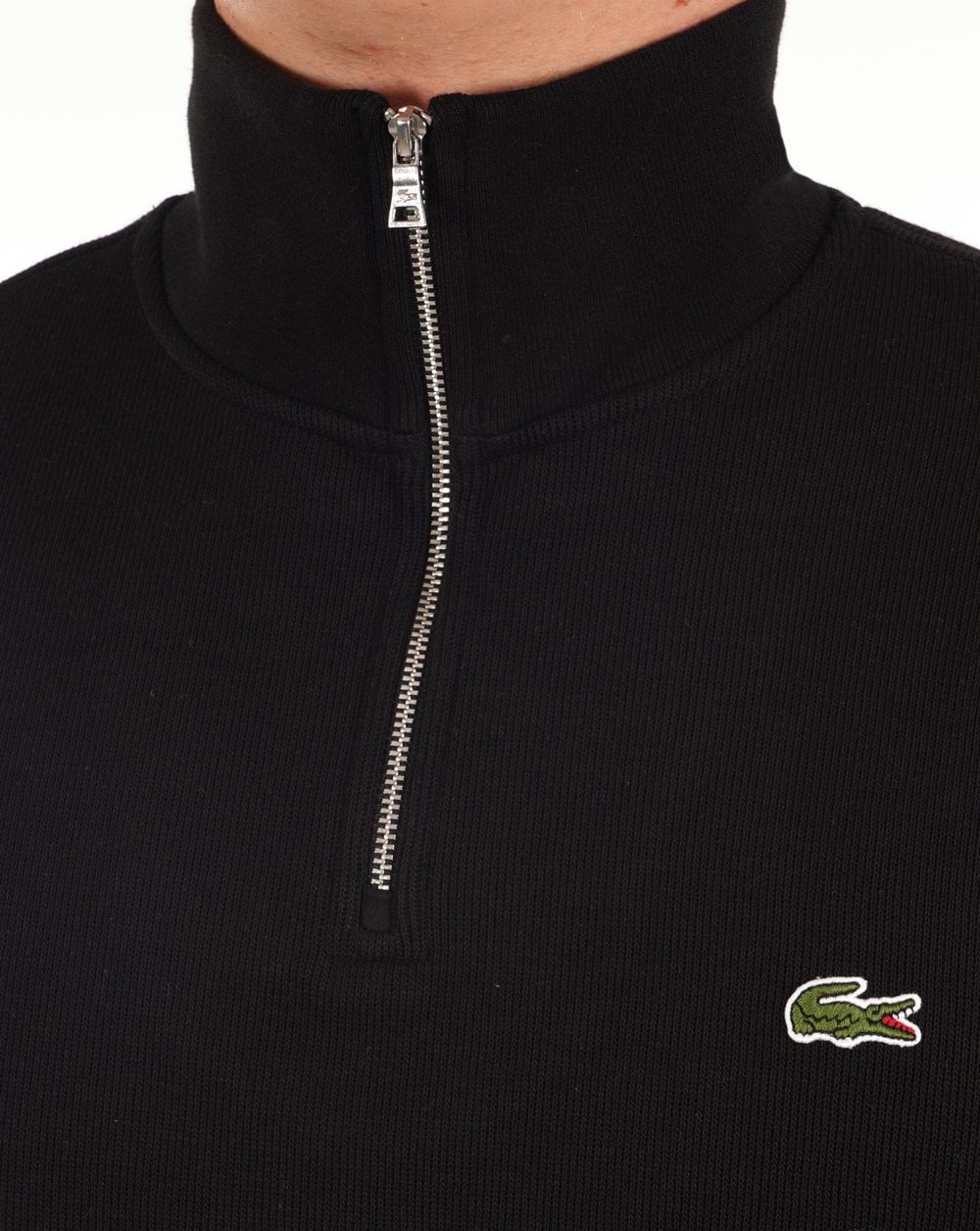 Lacoste – Sweatshirt mit halbem Reißverschluss in Schwarz