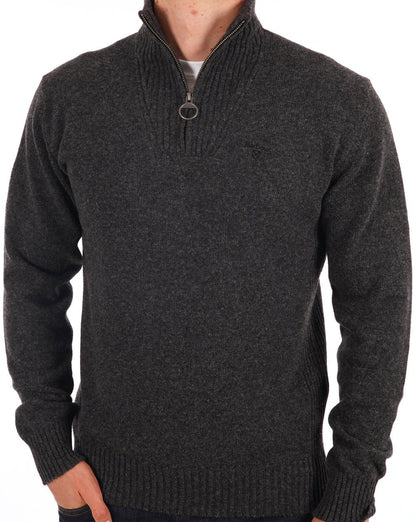Barbour Lammwolle Half Zip Anthrazitgrau