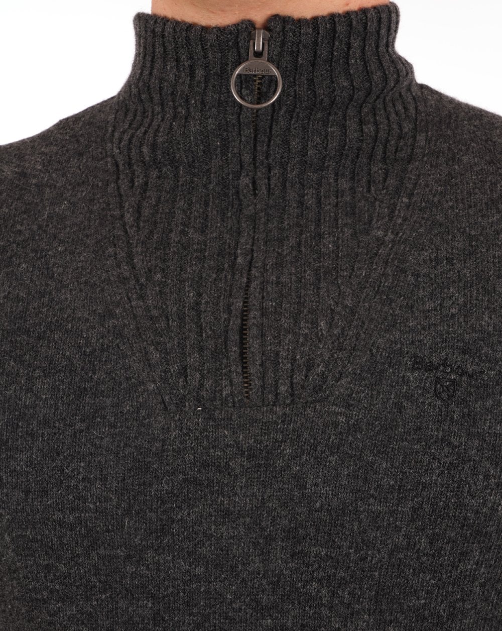Barbour Lambswool Half Zip Charcoal Grey