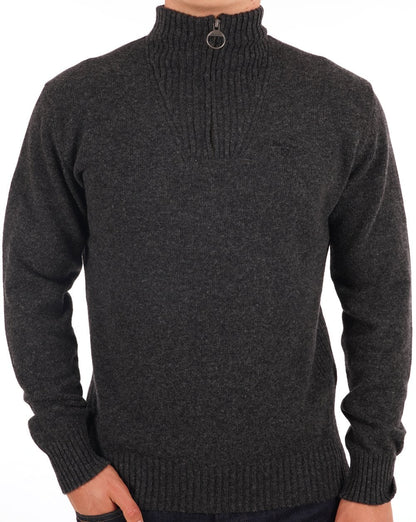 Barbour Lammwolle Half Zip Anthrazitgrau
