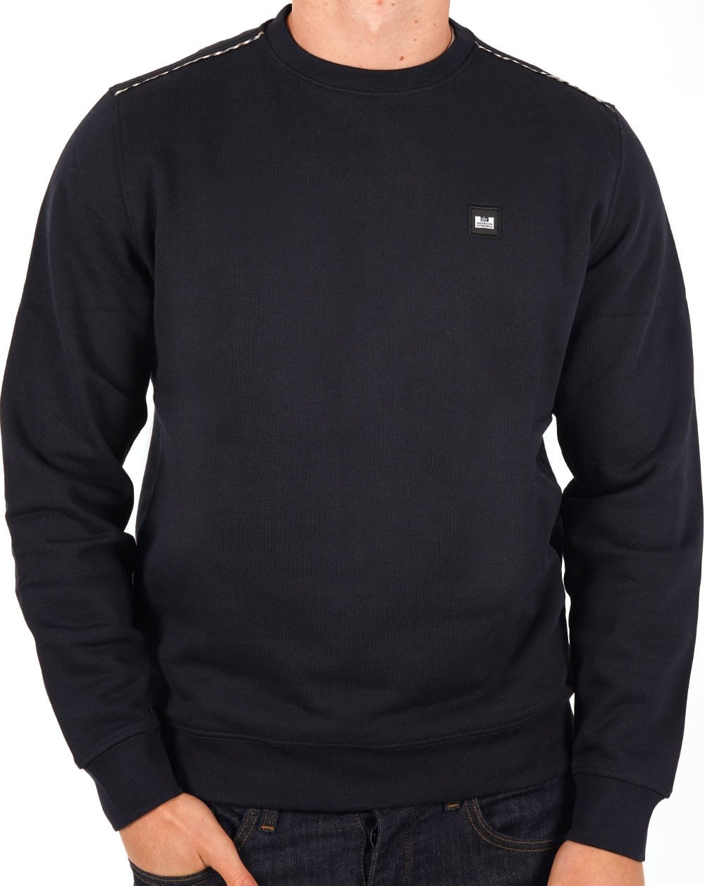 Weekend Offender Sweatshirt, Marineblau – Karo-Detail