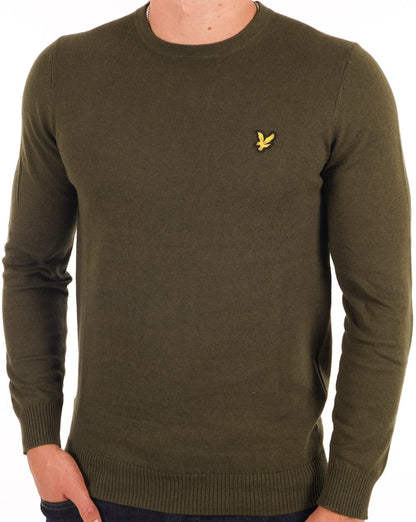 Lyle &amp; Scott – Rundhalspullover aus Baumwoll-Merinowolle in Olivgrün