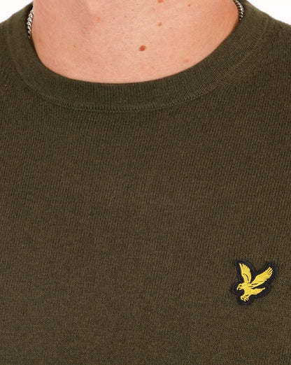 Lyle &amp; Scott – Rundhalspullover aus Baumwoll-Merinowolle in Olivgrün