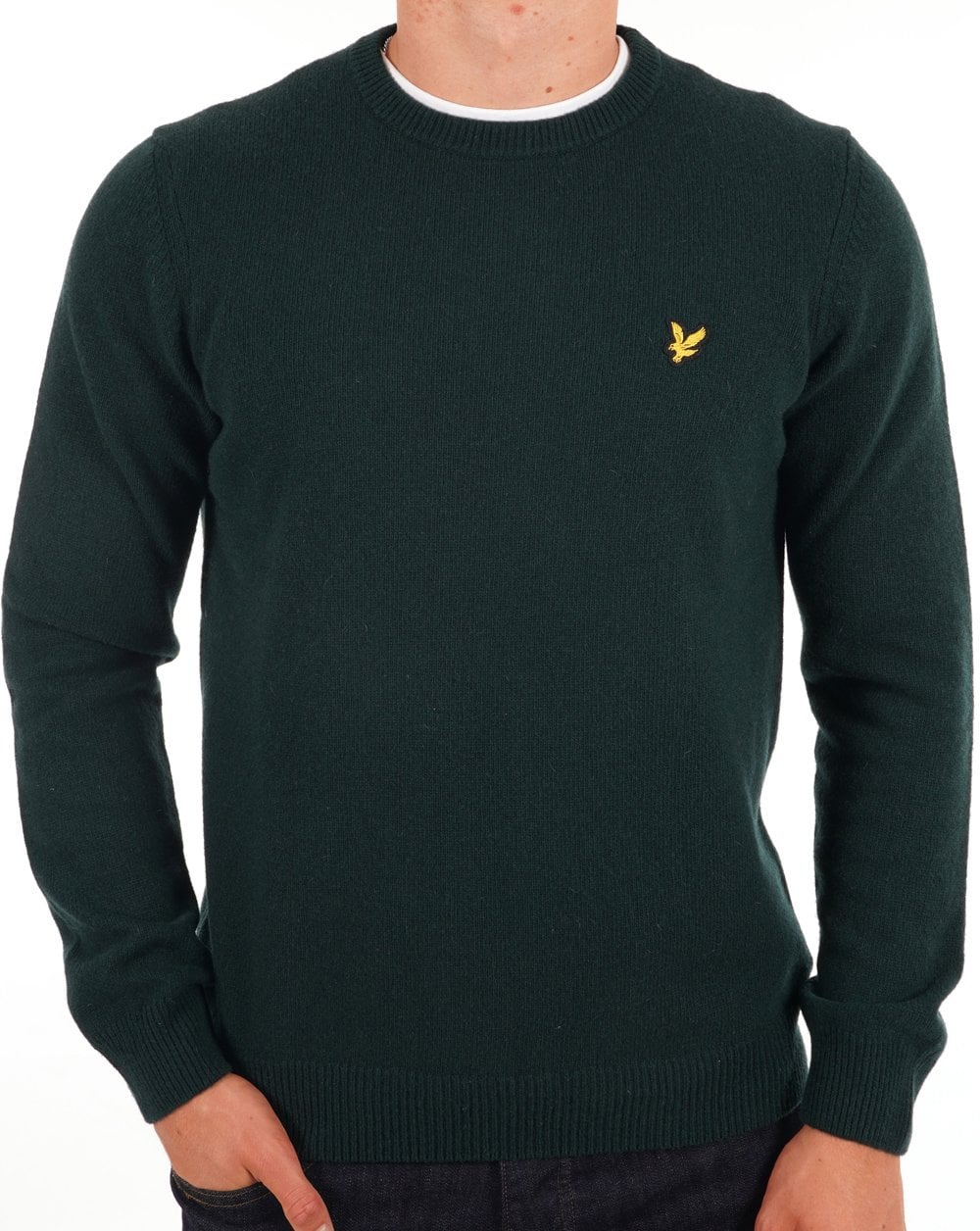 Lyle And Scott Rundhalspullover aus Lammwolle Dunkelgrün