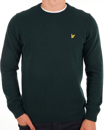 Lyle And Scott Rundhalspullover aus Lammwolle Dunkelgrün
