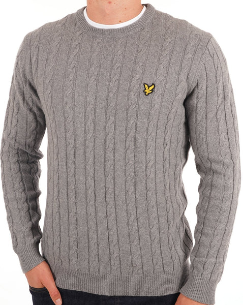 Lyle And Scott Cable Jumper Mid Grey Marl