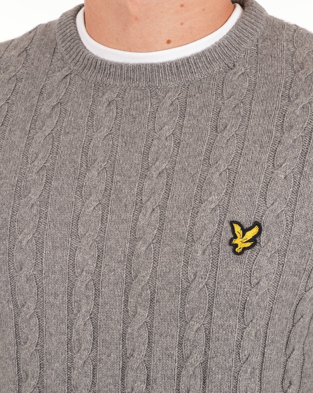 Lyle And Scott Cable Jumper Mid Grey Marl