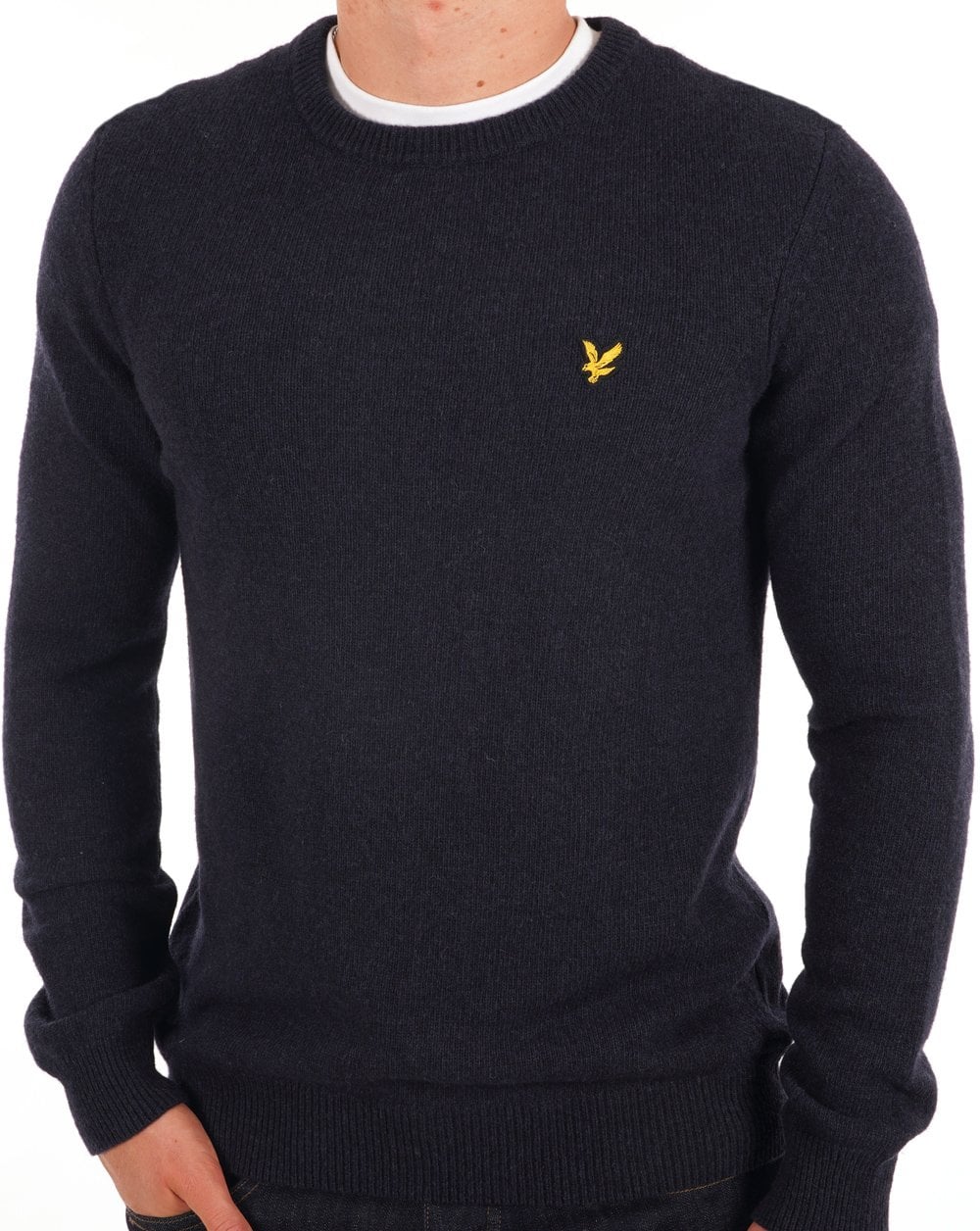 Lyle &amp; Scott Rundhalspullover aus Lammwolle in Marineblau