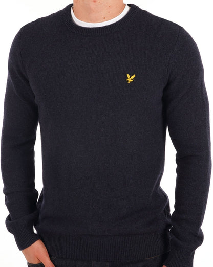 Lyle &amp; Scott Rundhalspullover aus Lammwolle in Marineblau