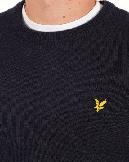 Lyle &amp; Scott Rundhalspullover aus Lammwolle in Marineblau
