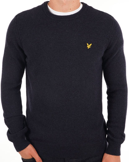 Lyle &amp; Scott Rundhalspullover aus Lammwolle in Marineblau