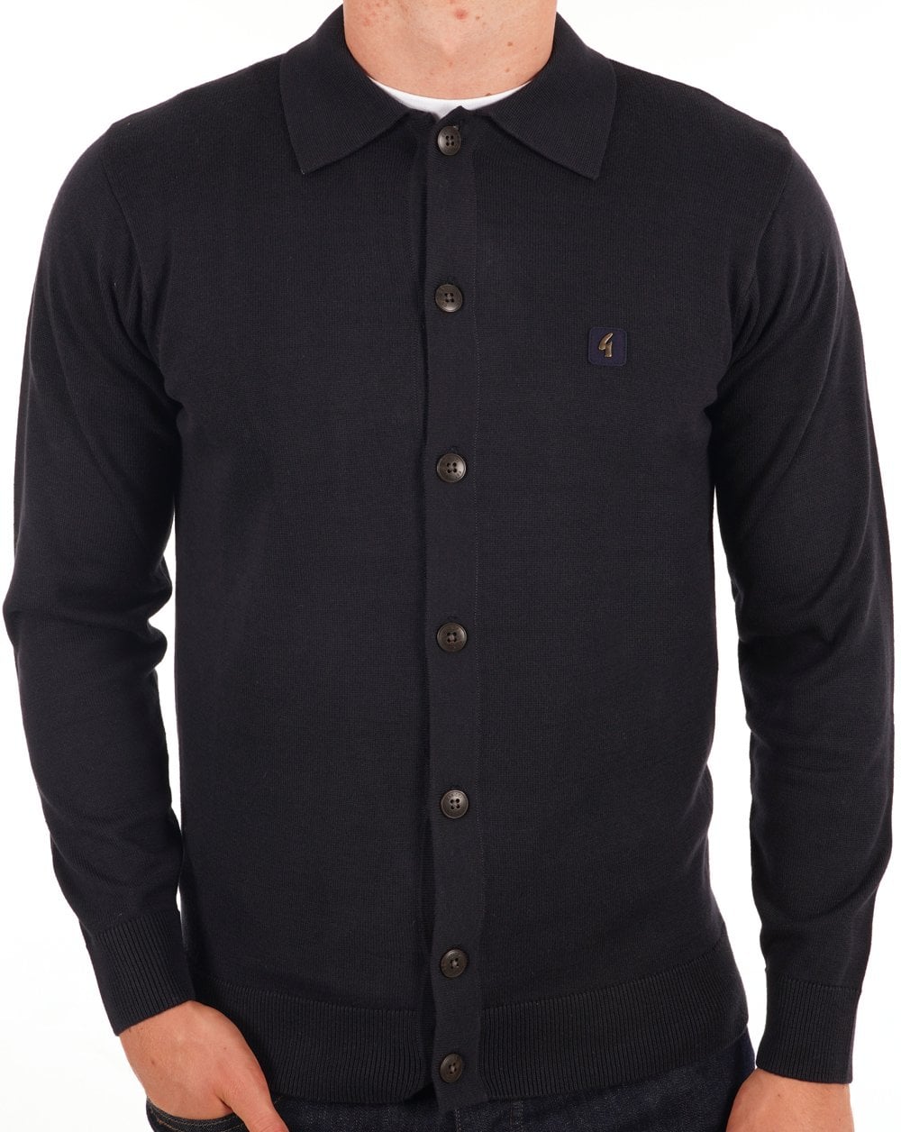 Gabicci Vintage Azima Full Button Polo Navy