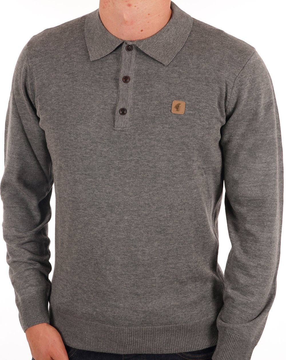 Gabicci Vintage Francesco Gestricktes Poloshirt Grau