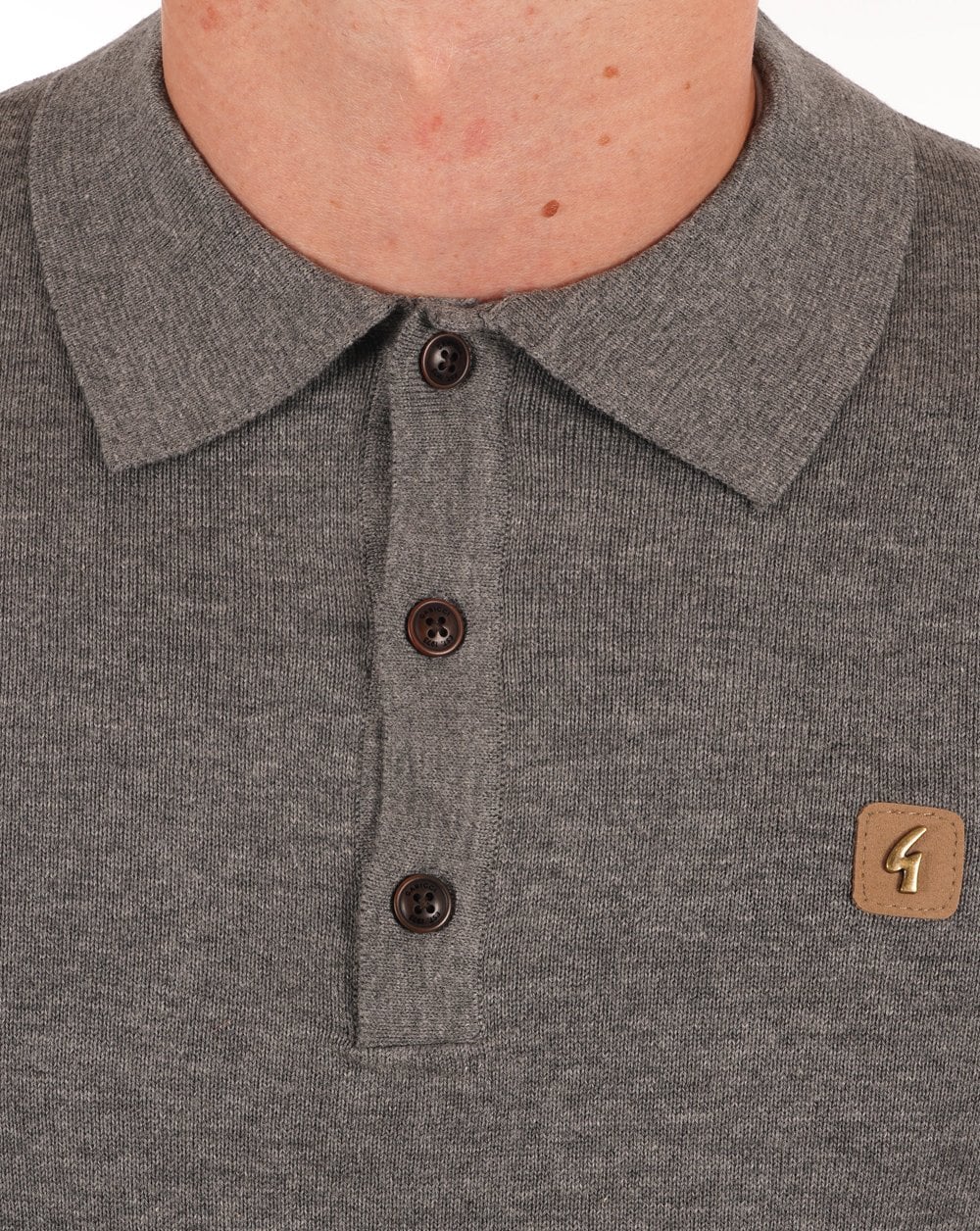Gabicci Vintage Francesco Gestricktes Poloshirt Grau