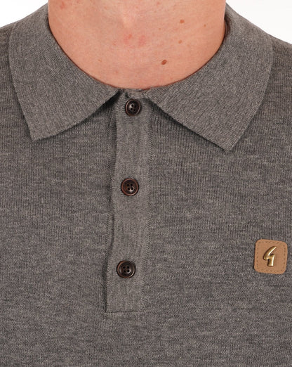 Gabicci Vintage Francesco Gestricktes Poloshirt Grau