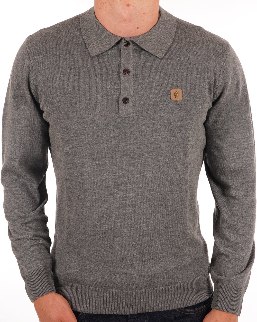 Gabicci Vintage Francesco Gestricktes Poloshirt Grau
