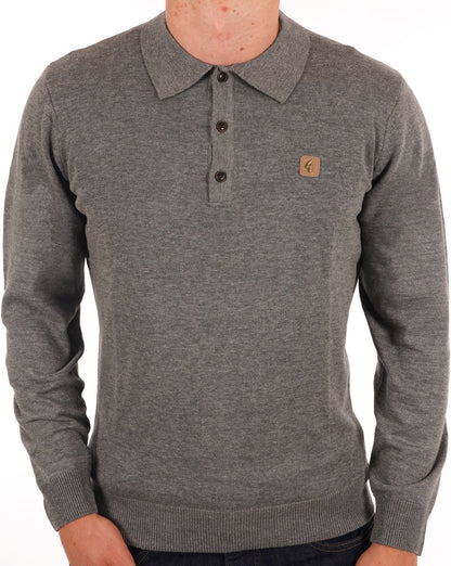 Gabicci Vintage Francesco Gestricktes Poloshirt Grau