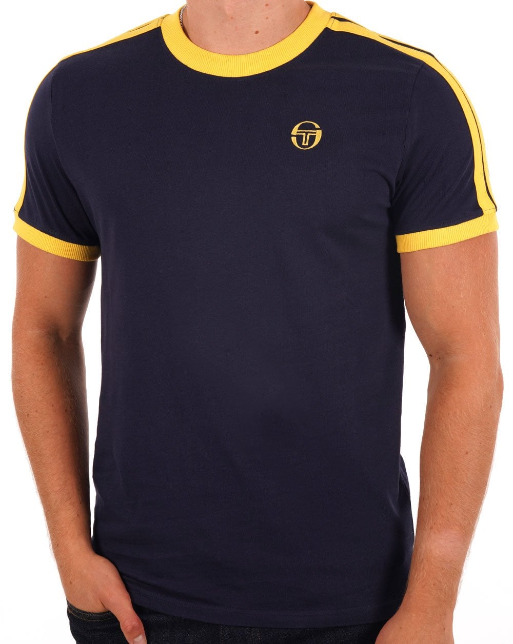 Sergio Tacchini Retro T-Shirt Marineblau / Gelb