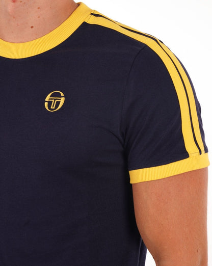 Sergio Tacchini Retro T-Shirt Marineblau / Gelb