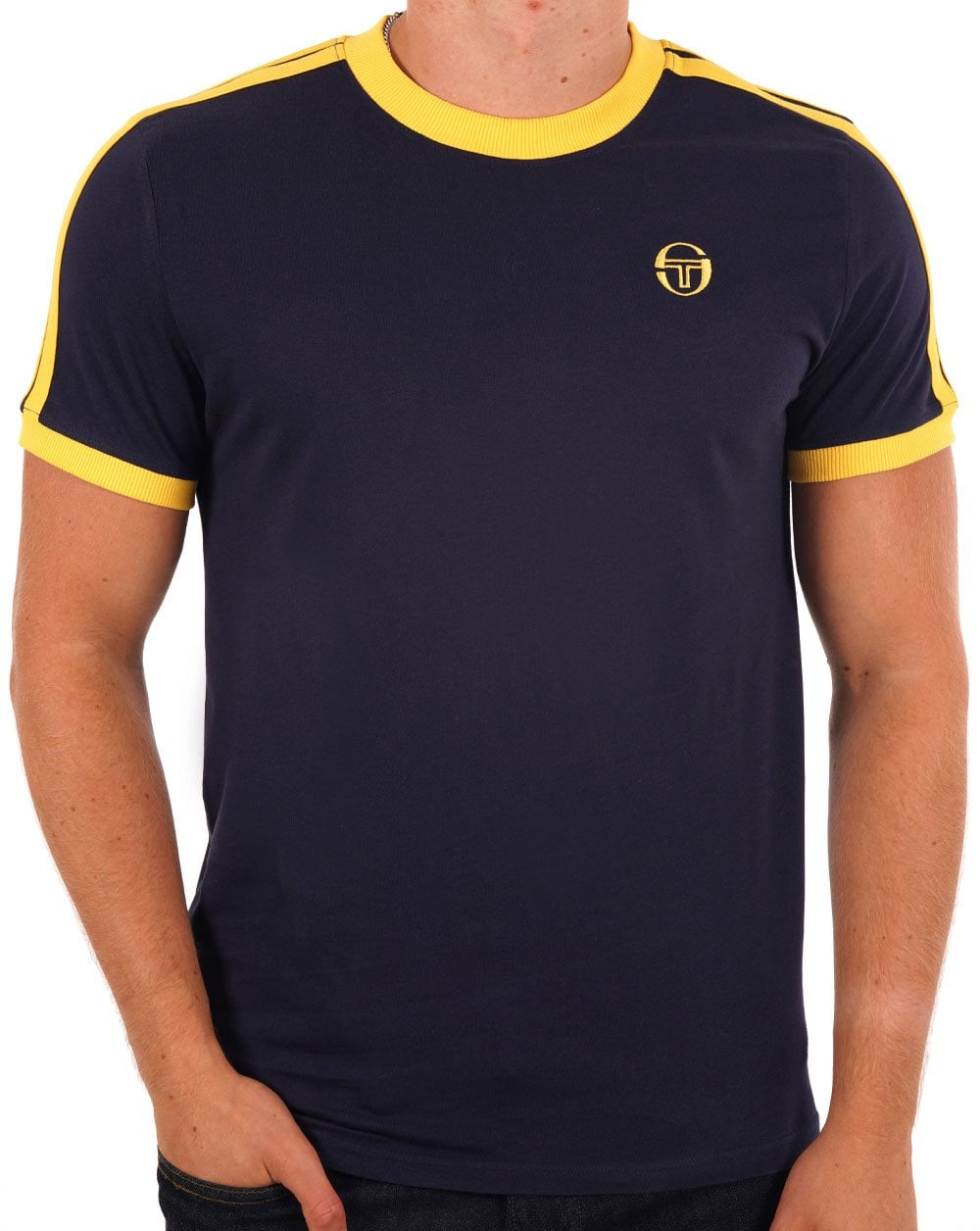 Sergio Tacchini Retro T-Shirt Marineblau / Gelb